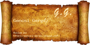 Gencsi Gergő névjegykártya
